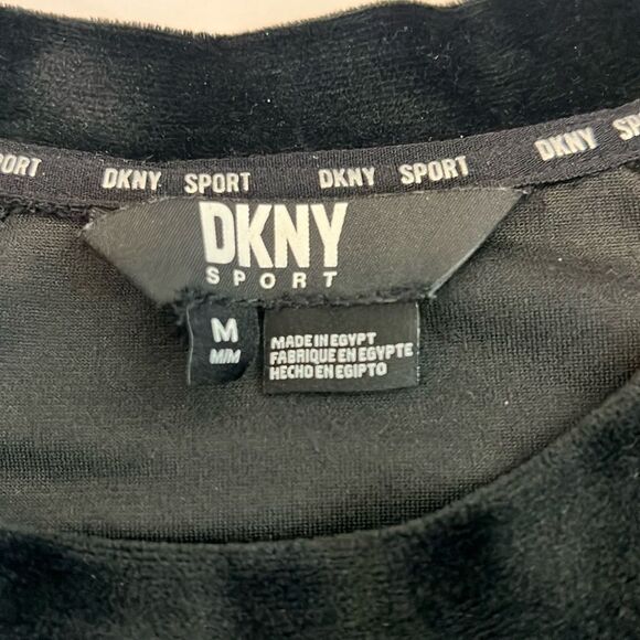 DKNY Sport Women’s Black Velour Raglan Sleeve Pullover Long Sleeve Size Medium - Picture 2 of 8
